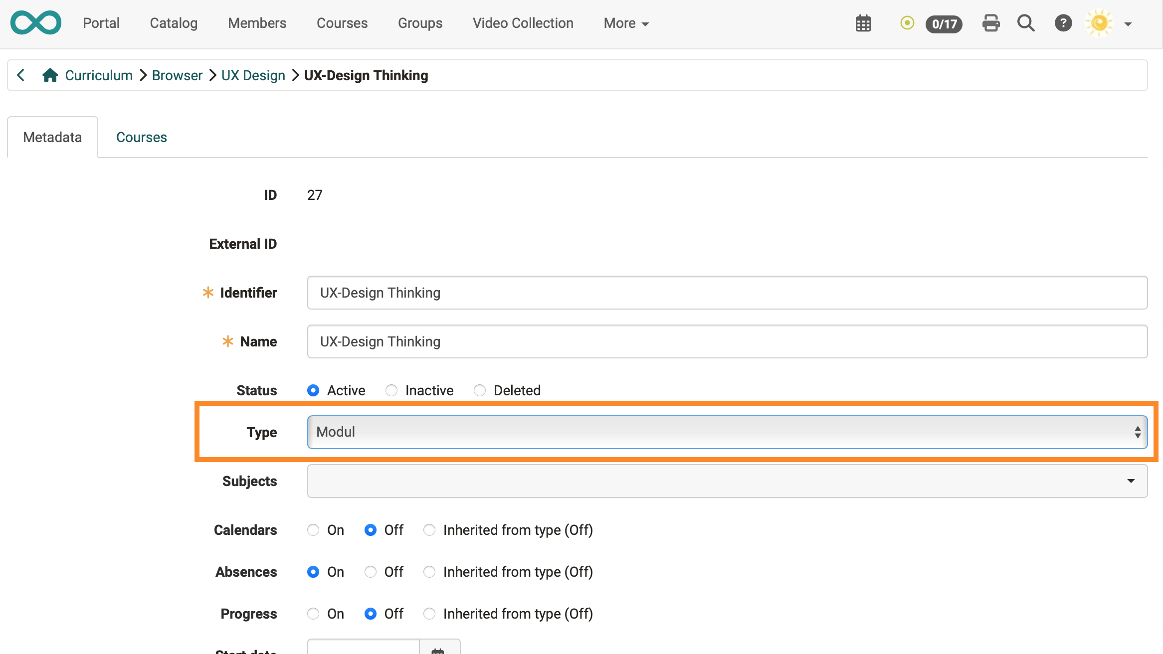 Assignment of curriculum type before upgrade to 20.0