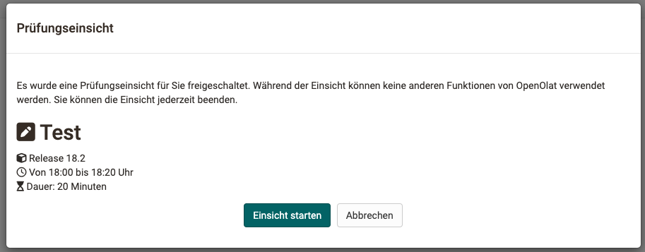 Prüfungseinsicht - Start durch Teilnehmende Prüfungseinsicht - Start durch Teilnehmende