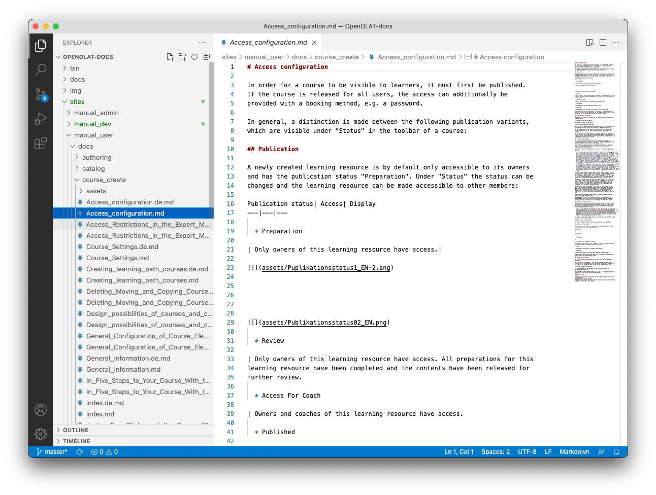 The VCS project explorer