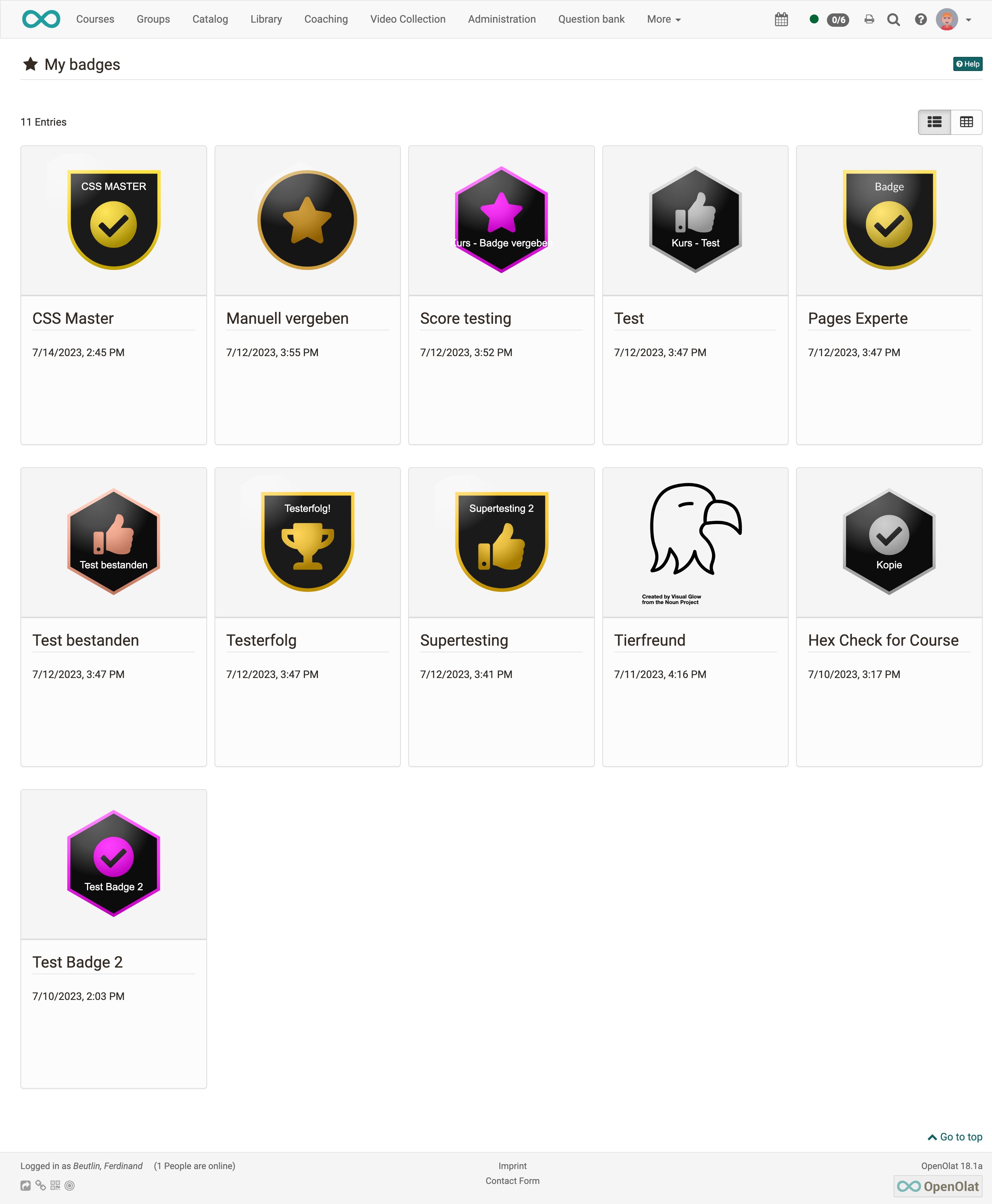 My received badges Own Badges