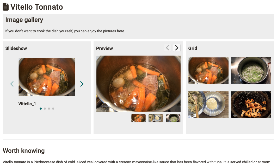 Variants of the image gallery Image gallery
