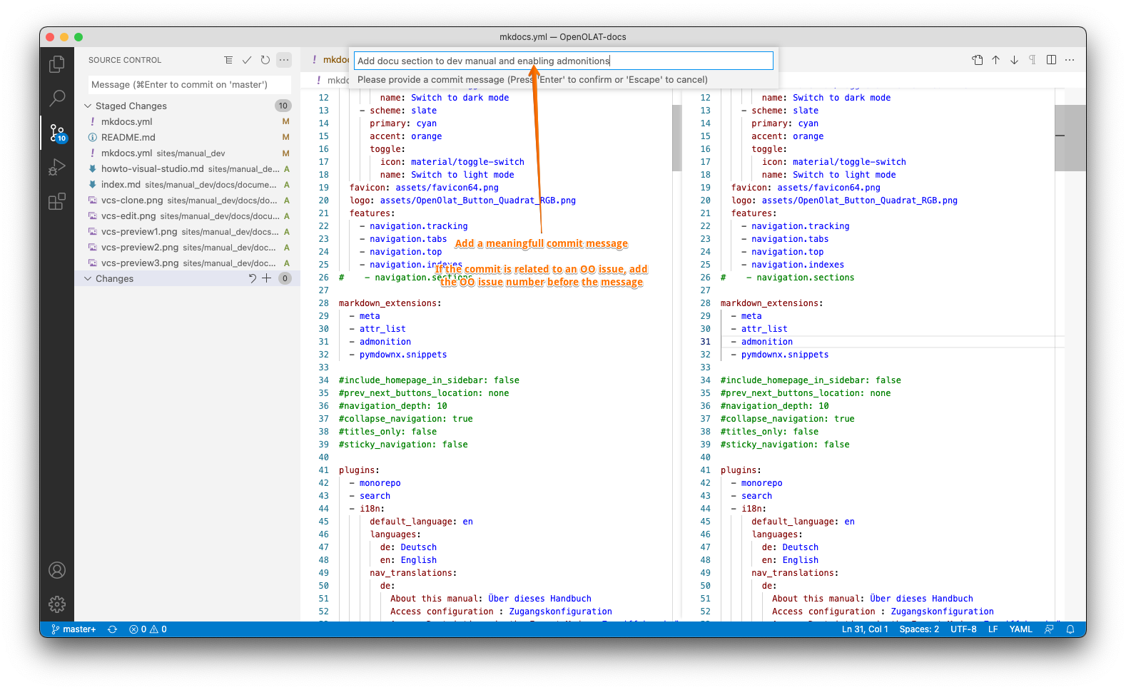 Committing changes to your local repository
