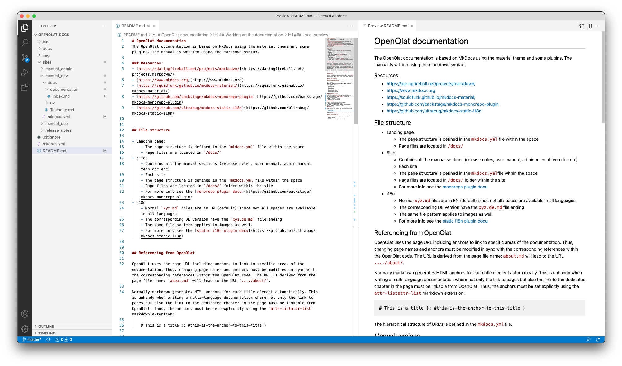 The side-by-side preview helps writing Markdown for novices