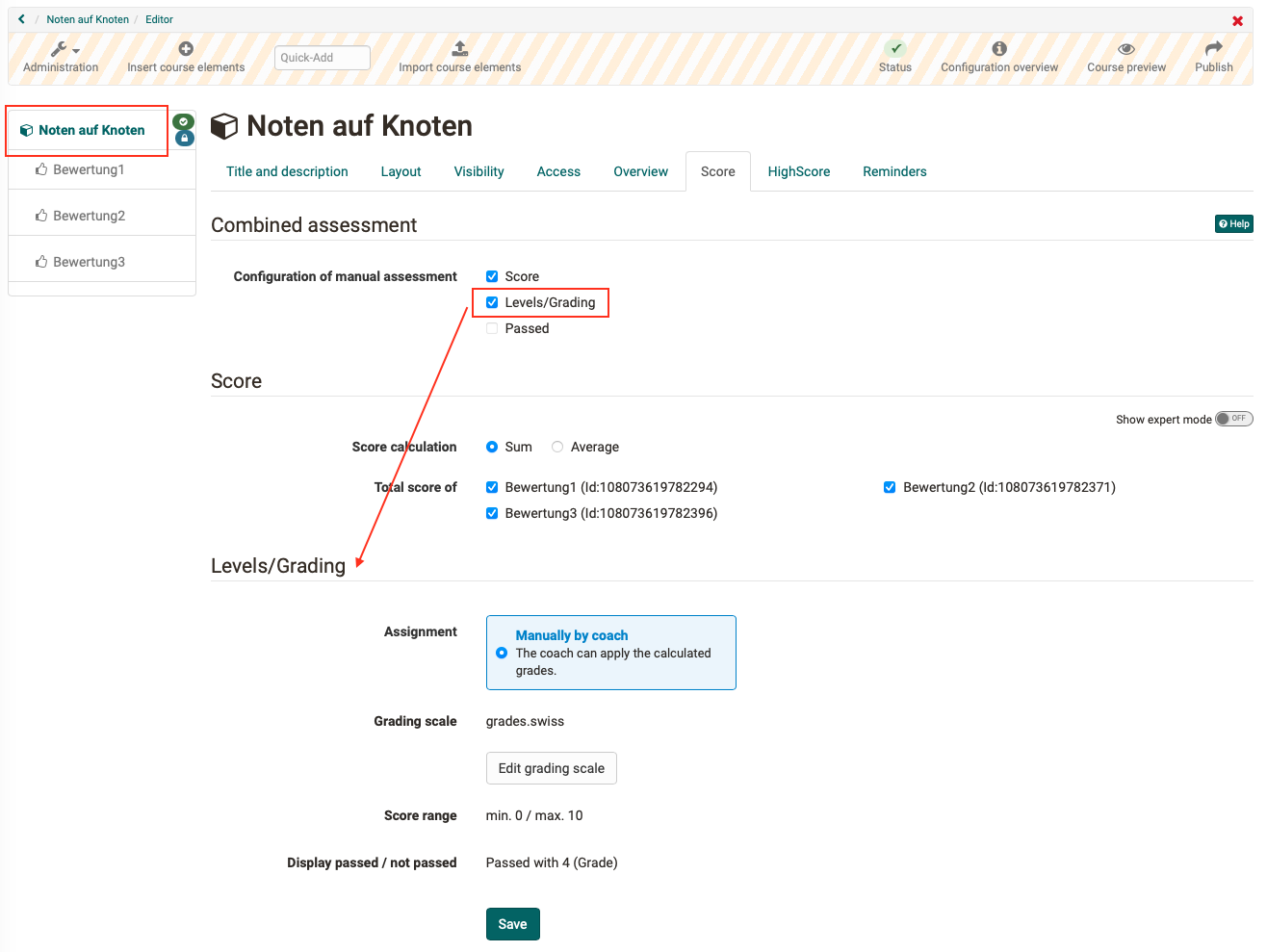Convert points on course level Convert points on course level