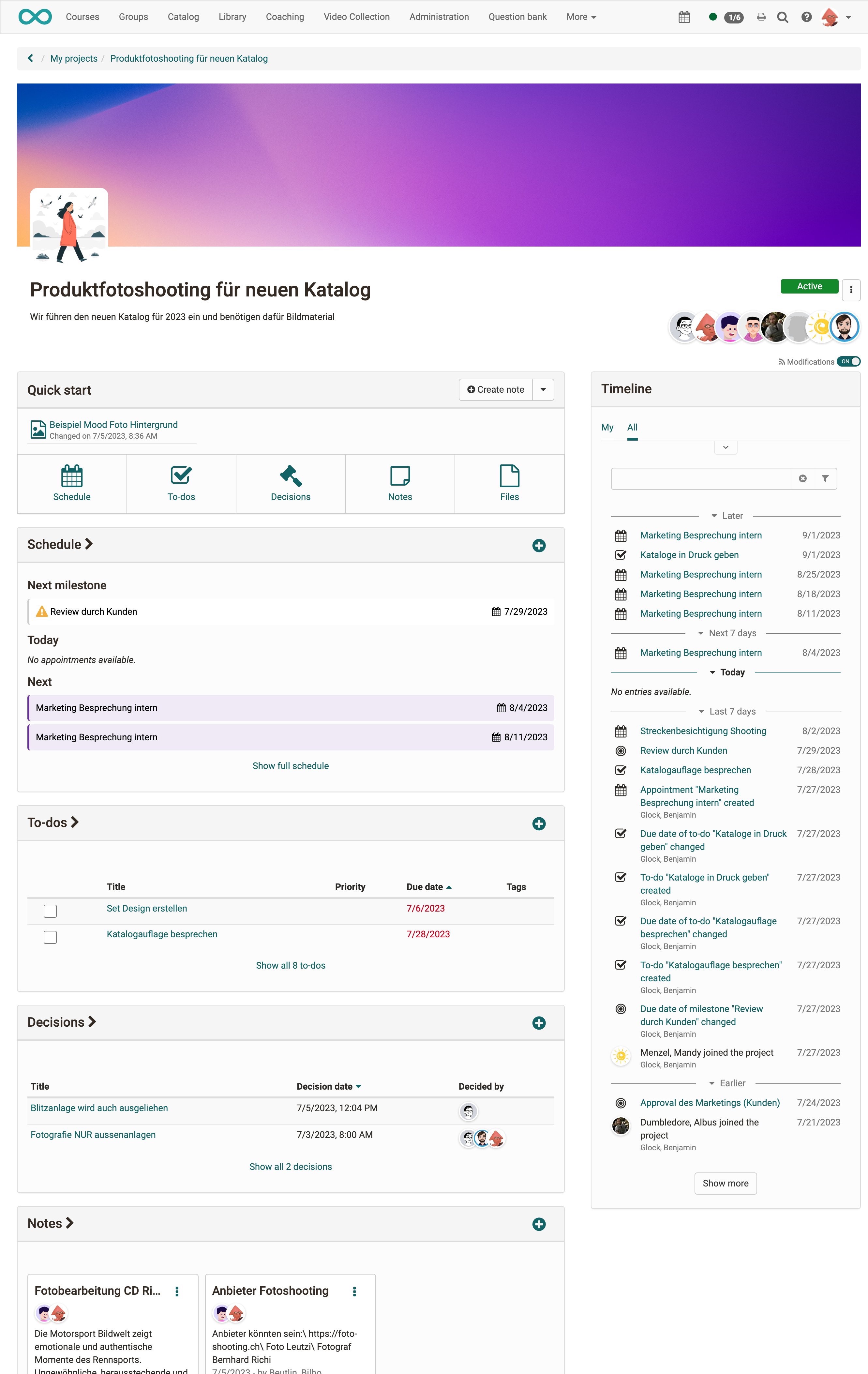 Project at a glance with quick start Project overview with Quick start
