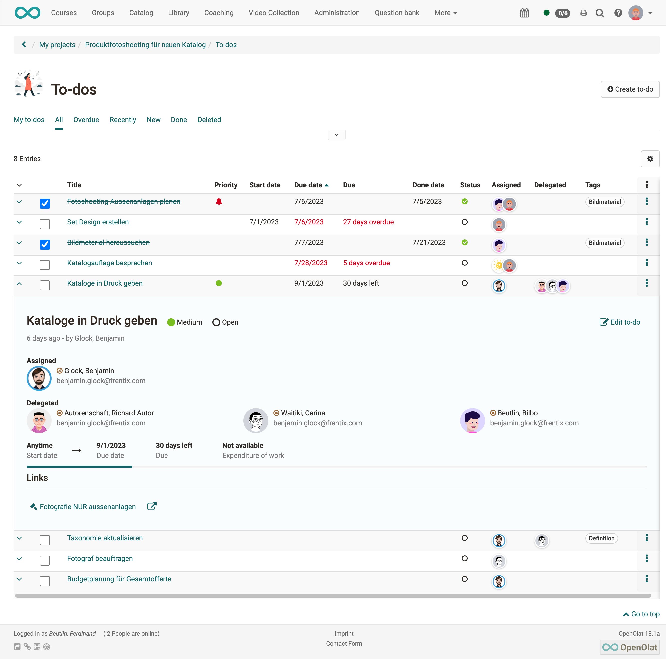 To-dos in a project To-Dos in project tool
