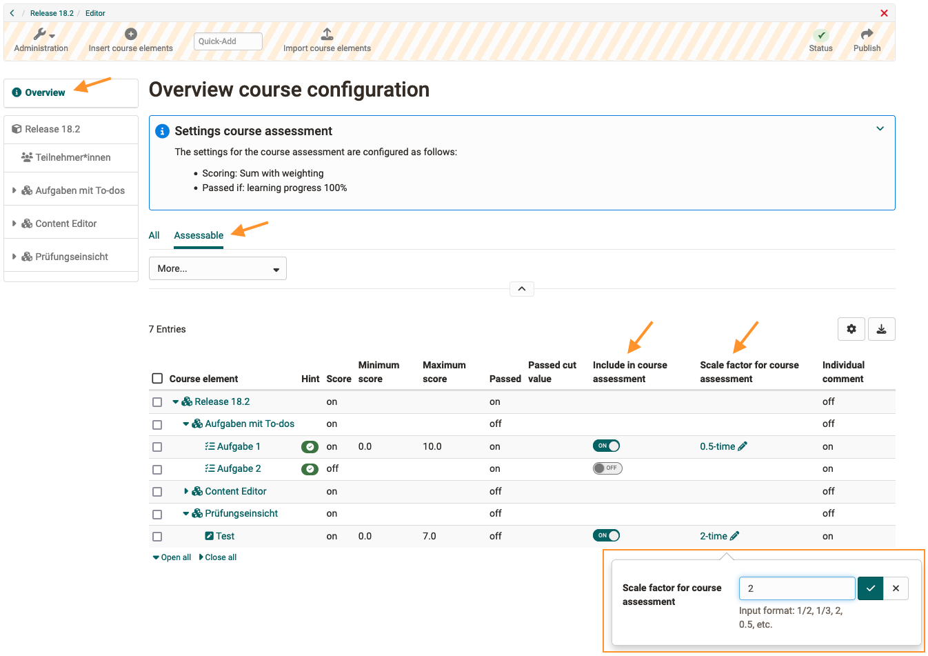 Course configuration Course configuration