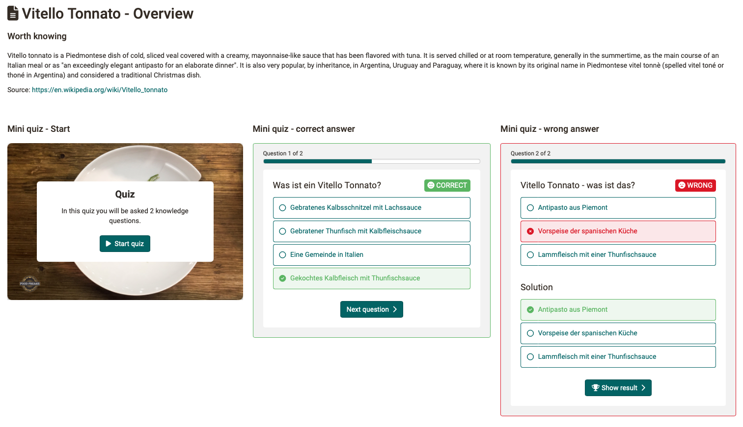 Different views of integrated quiz questions Quiz