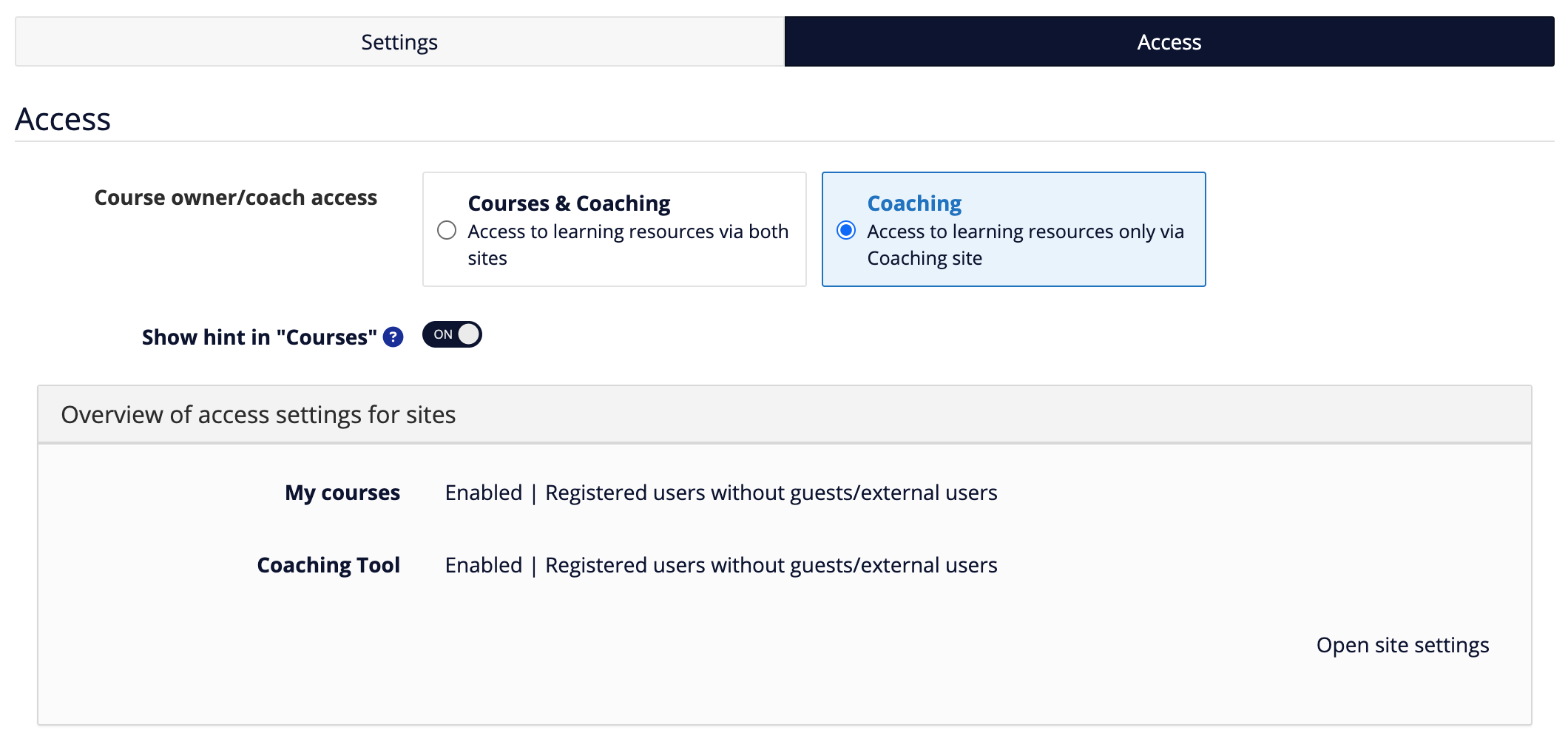 Configuration of learning resource access Configuration of learning resource access