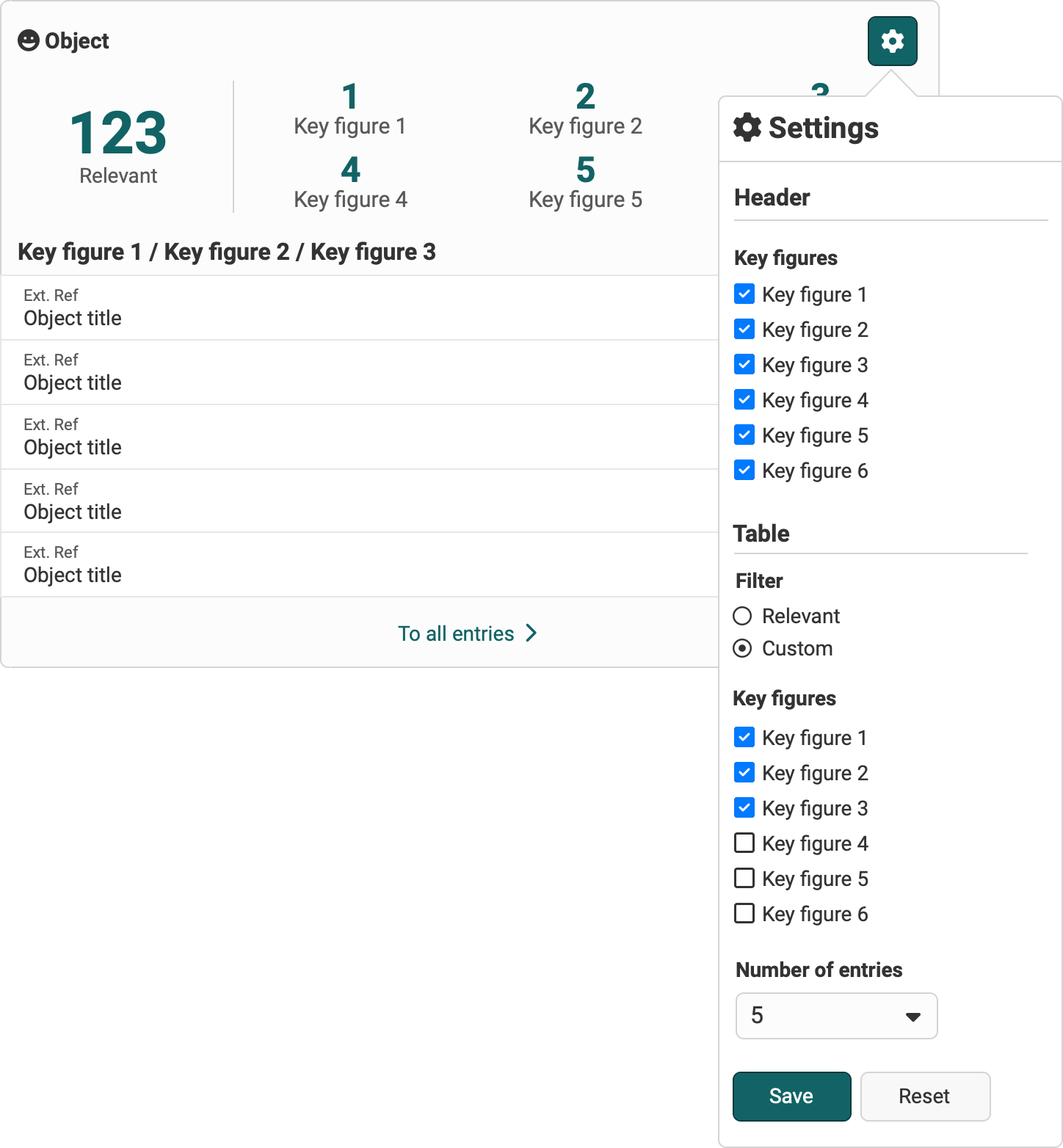 Table widget settings