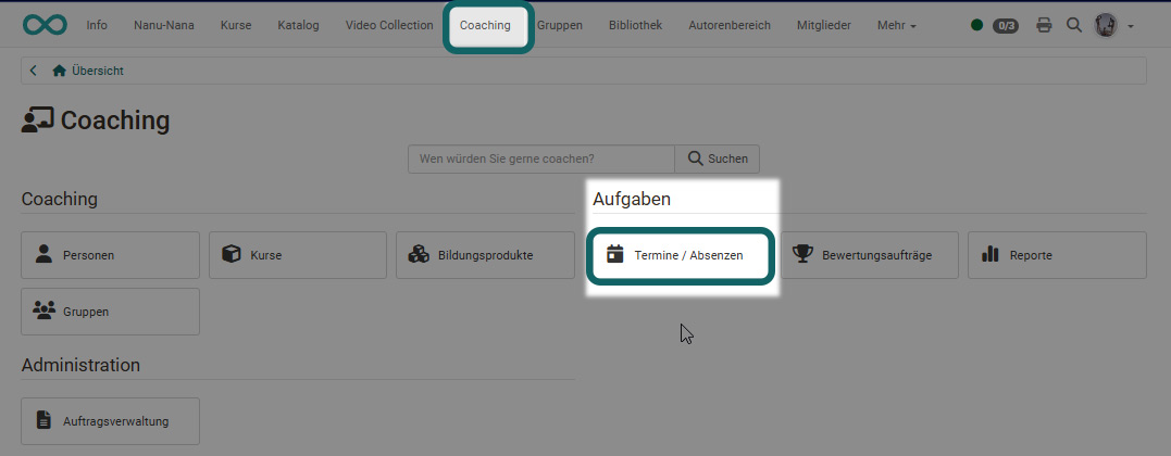 Coaching Tool Termind und Absenzen