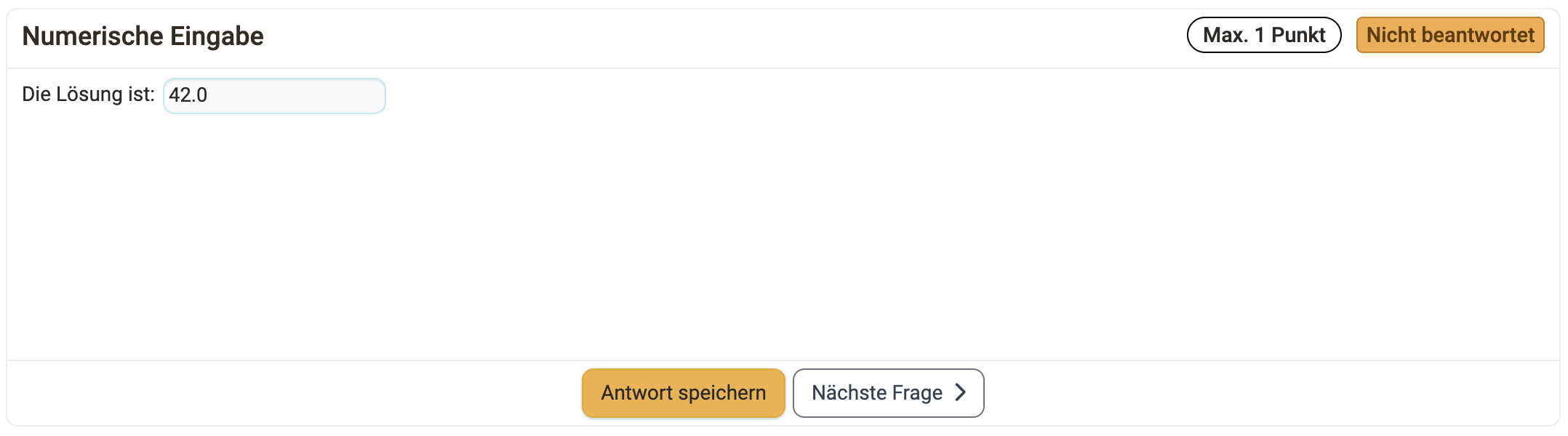 Lückentext numerisch in der Teilnehmeransicht