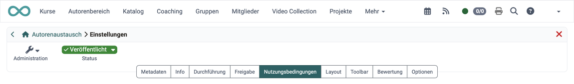 Tab "Nutzungsbedingungen" aktiv, an fünfter Stelle der Tab-Leiste