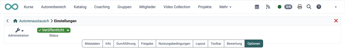 Tab "Optionen" aktiv, an letzter Stelle der Tab-Leiste