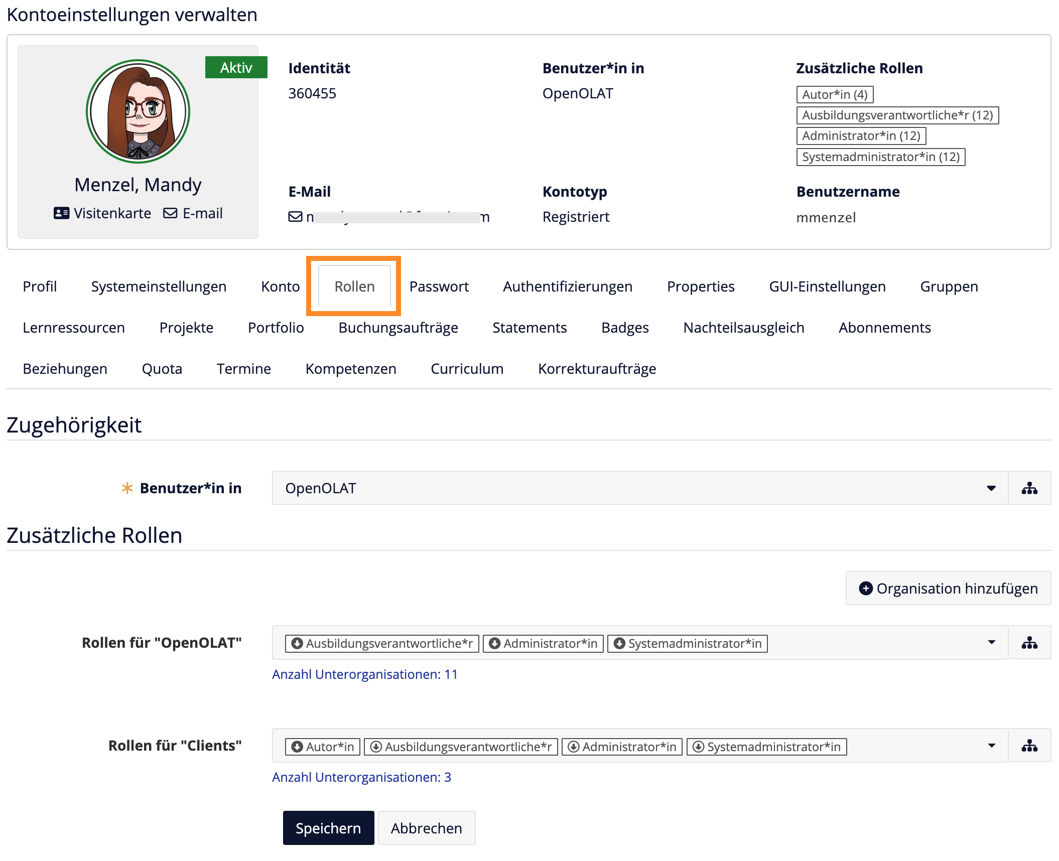 Überarbeitete Rollenverwaltung
