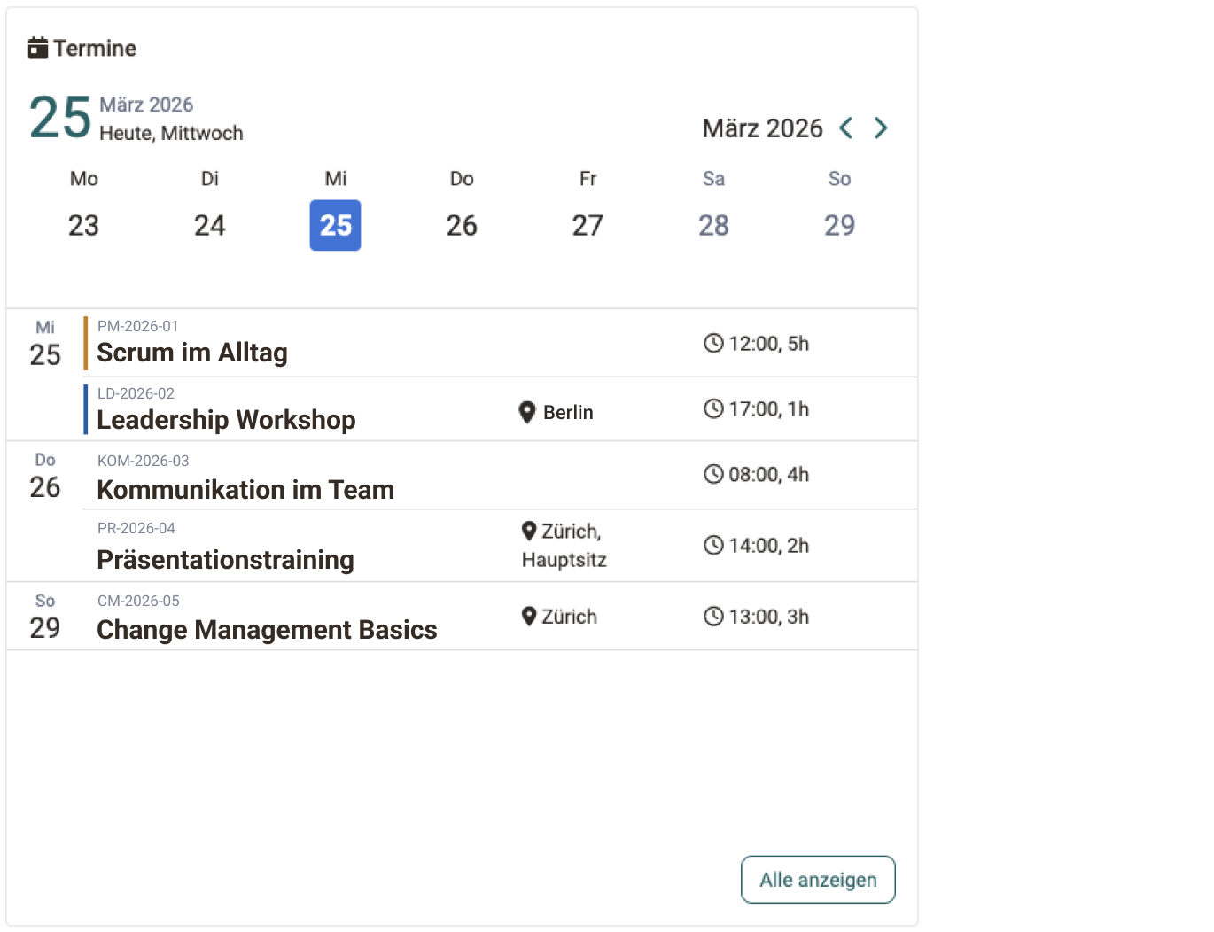 Coaching Tool Event Widget