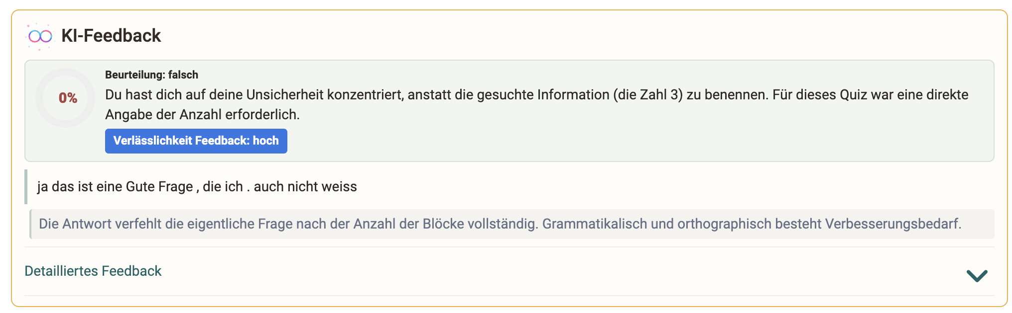 KI-Feedback für Lernende bei Quizfragen KI-Feedback für Lernende bei Quizfragen