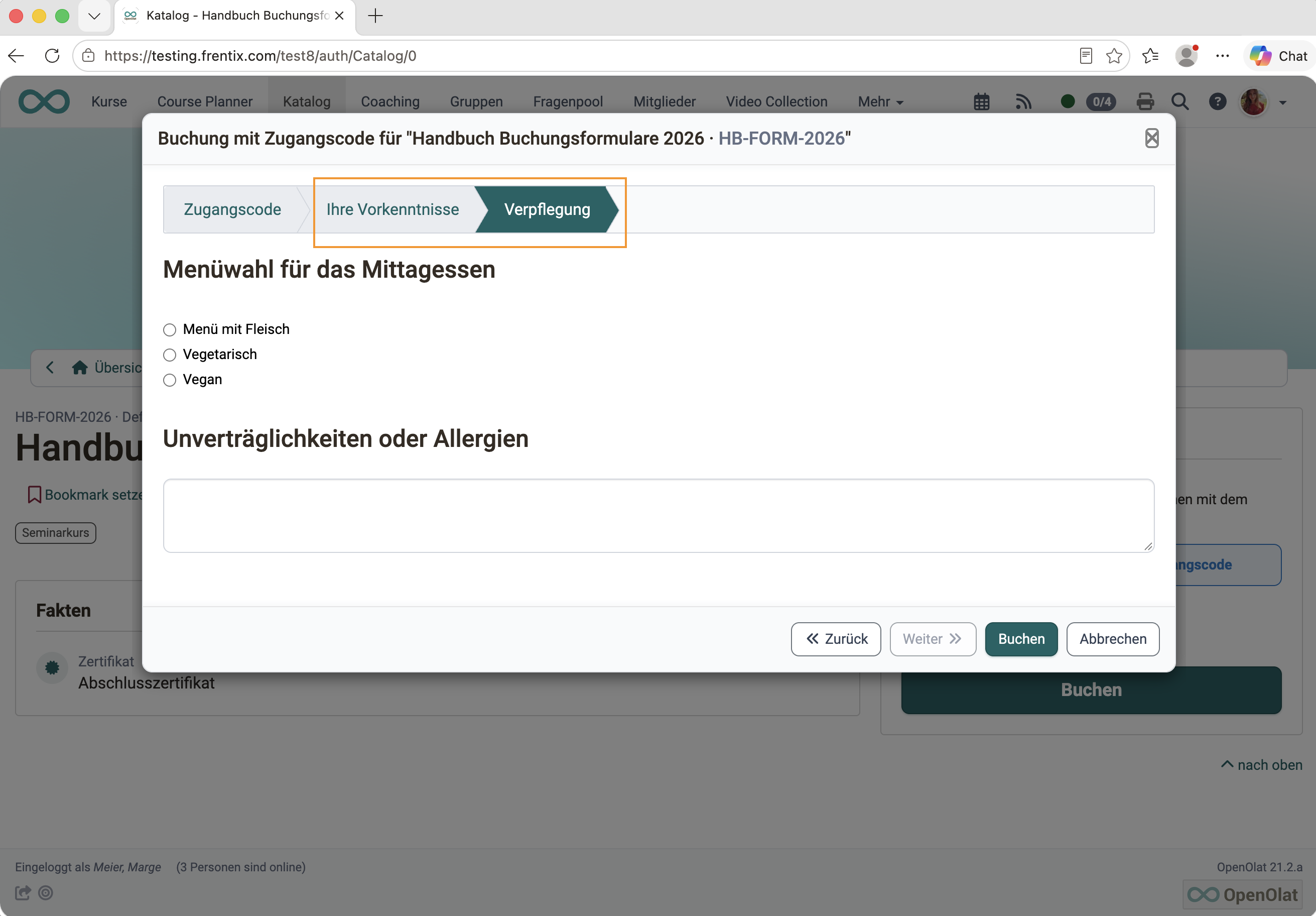 Buchungswizard mit Formularschritt Buchungswizard mit Formularschritt