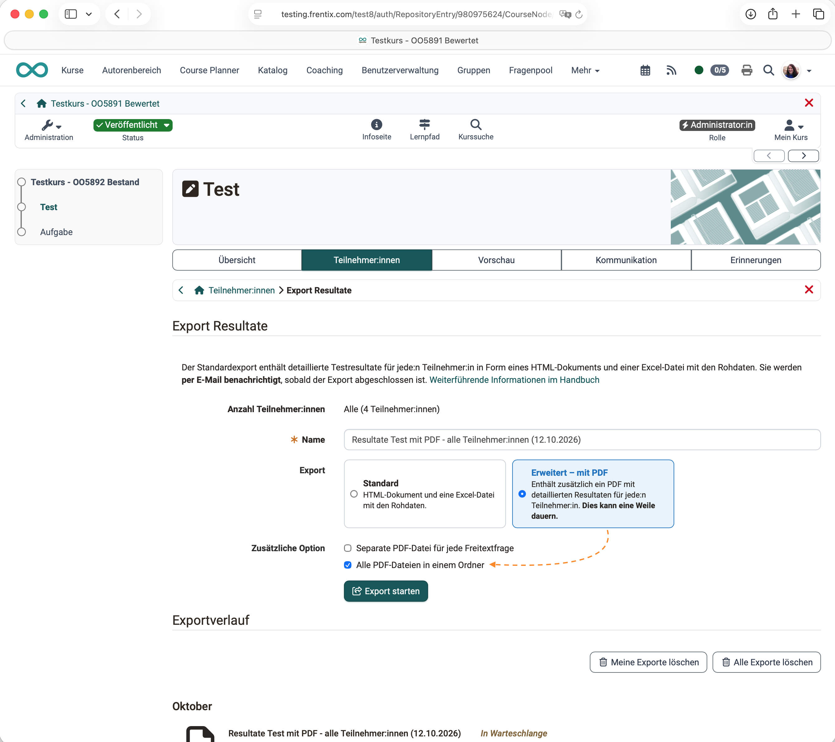 Exportoption - Alle PDF-Dateien in einem Ordner Exportoption - Alle PDF-Dateien in einem Ordner