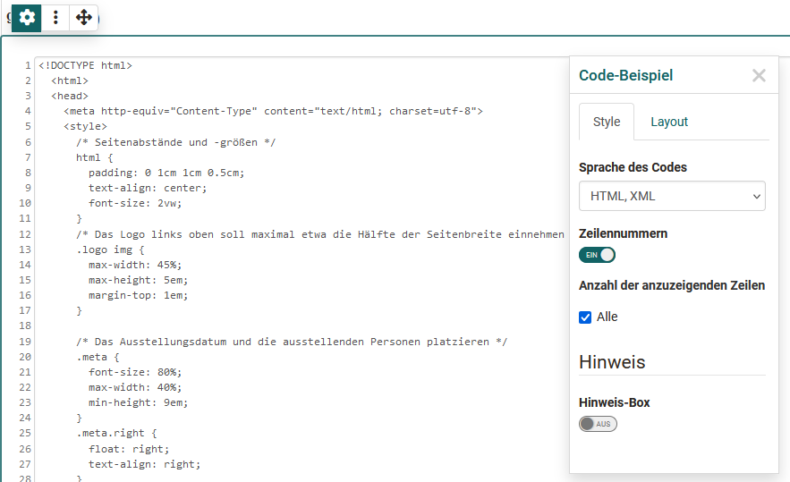 Code-Beispiel ePortfolio