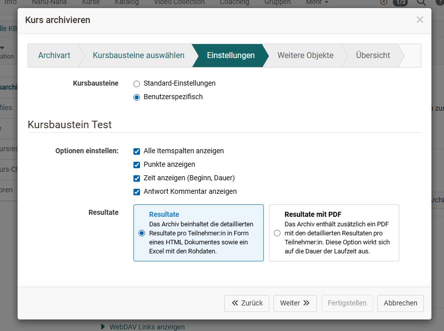 Tests archivieren