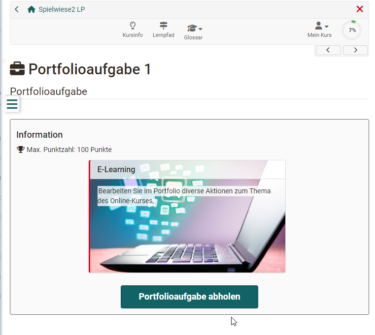 Portfolioaufgabe abholen