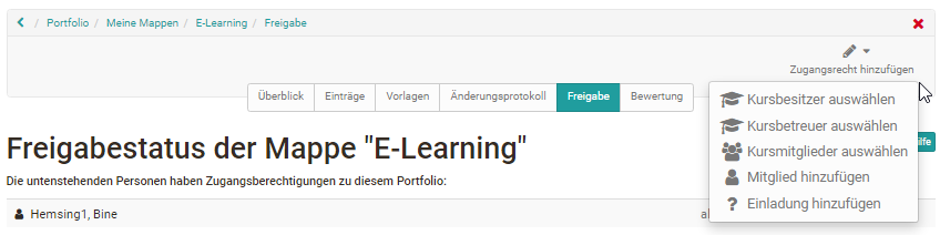 Portfolio freigeben