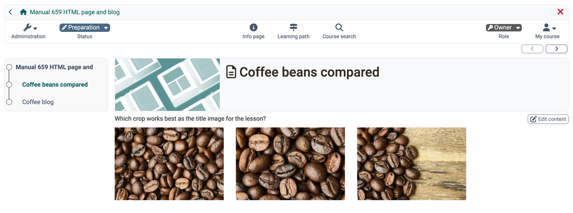 Question above three coffee photos that stand side by side in a row