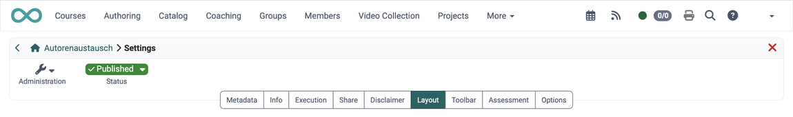 Tab "Layout" active, sixth in the tab bar