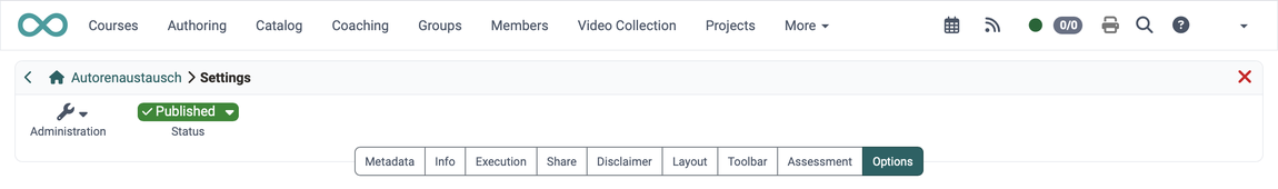 Tab "Options" active, last in the tab bar