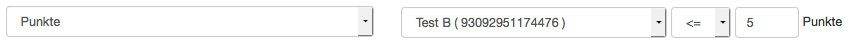 Example condition "Points less than or equal to 5" for a test, with operator selection