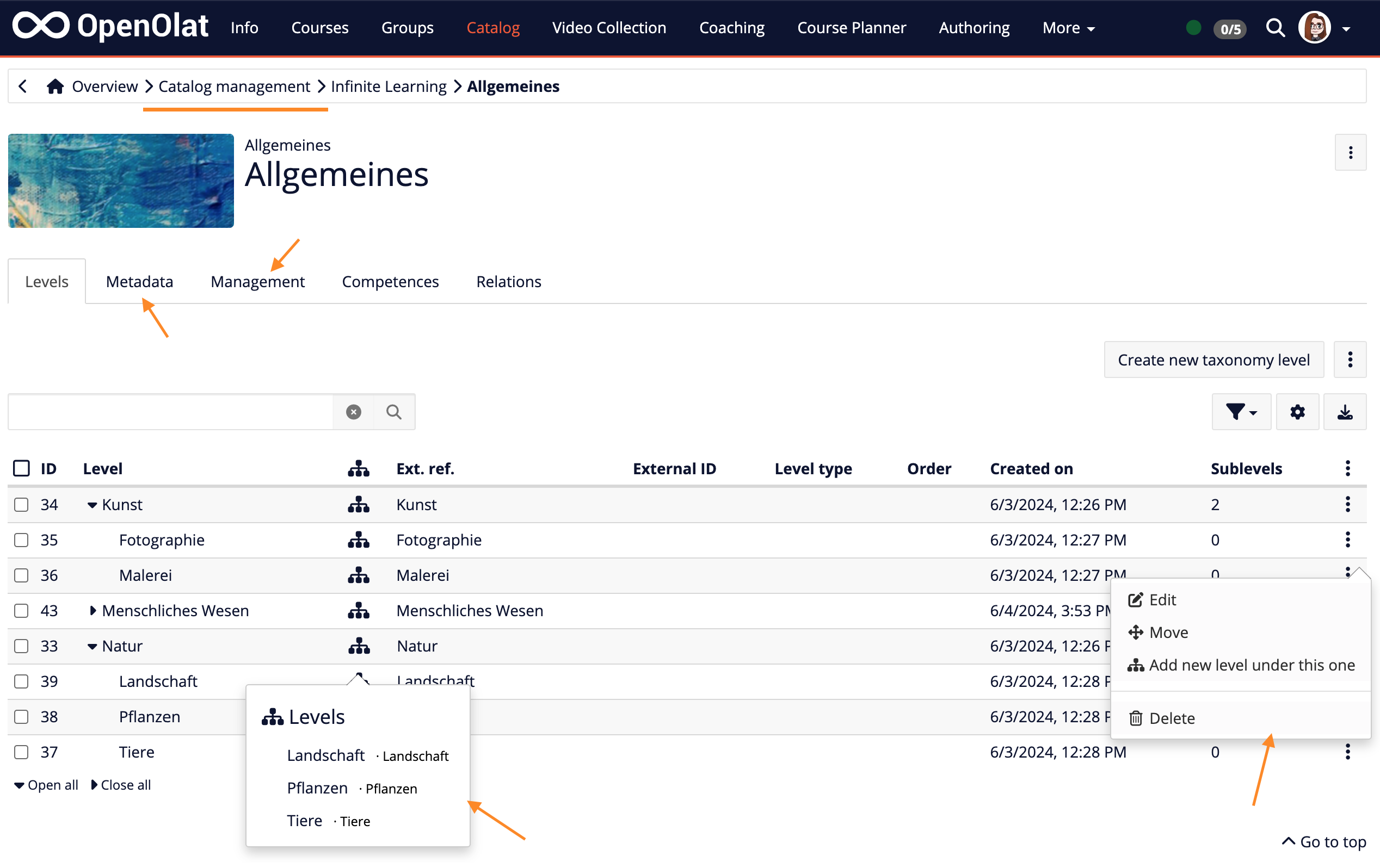 Catalog management
