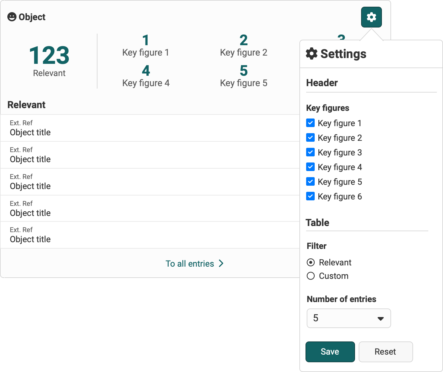 Table widget settings