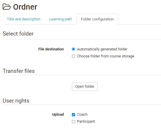 tab folder configuration
