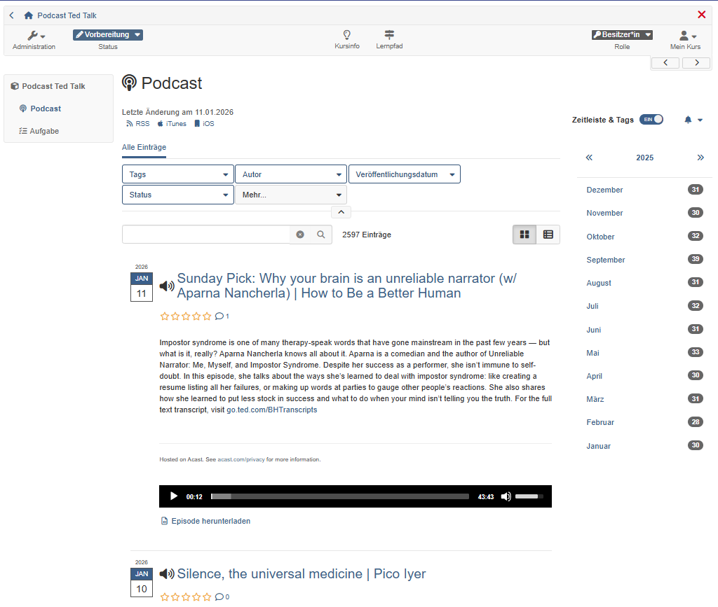 Beispiel eines externen Podcasts