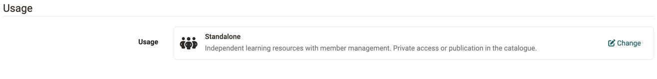 Usage Standalone with the Change link