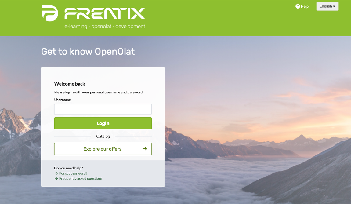 Field Username, buttons Login and Explore our offers, link Forgot password?, without identity providers