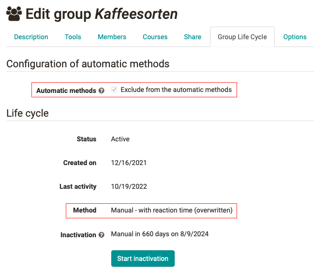 Exclusion from automatic GroupLifeCycle