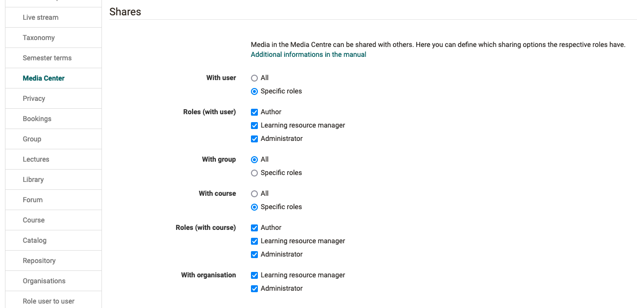 Share Configuration for Media Center