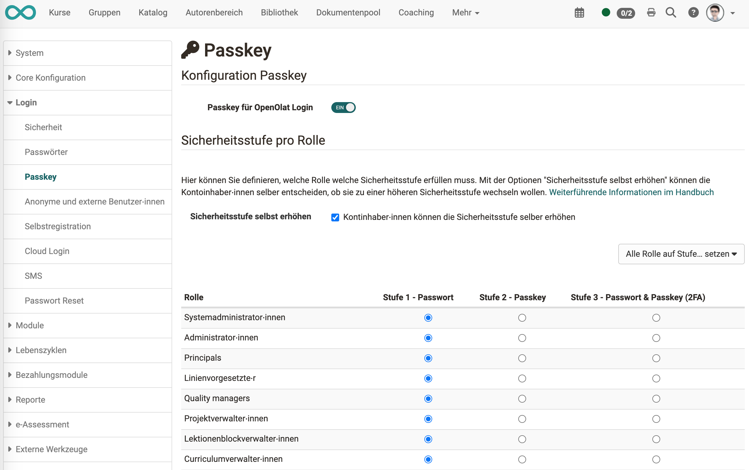 Passkey security levels