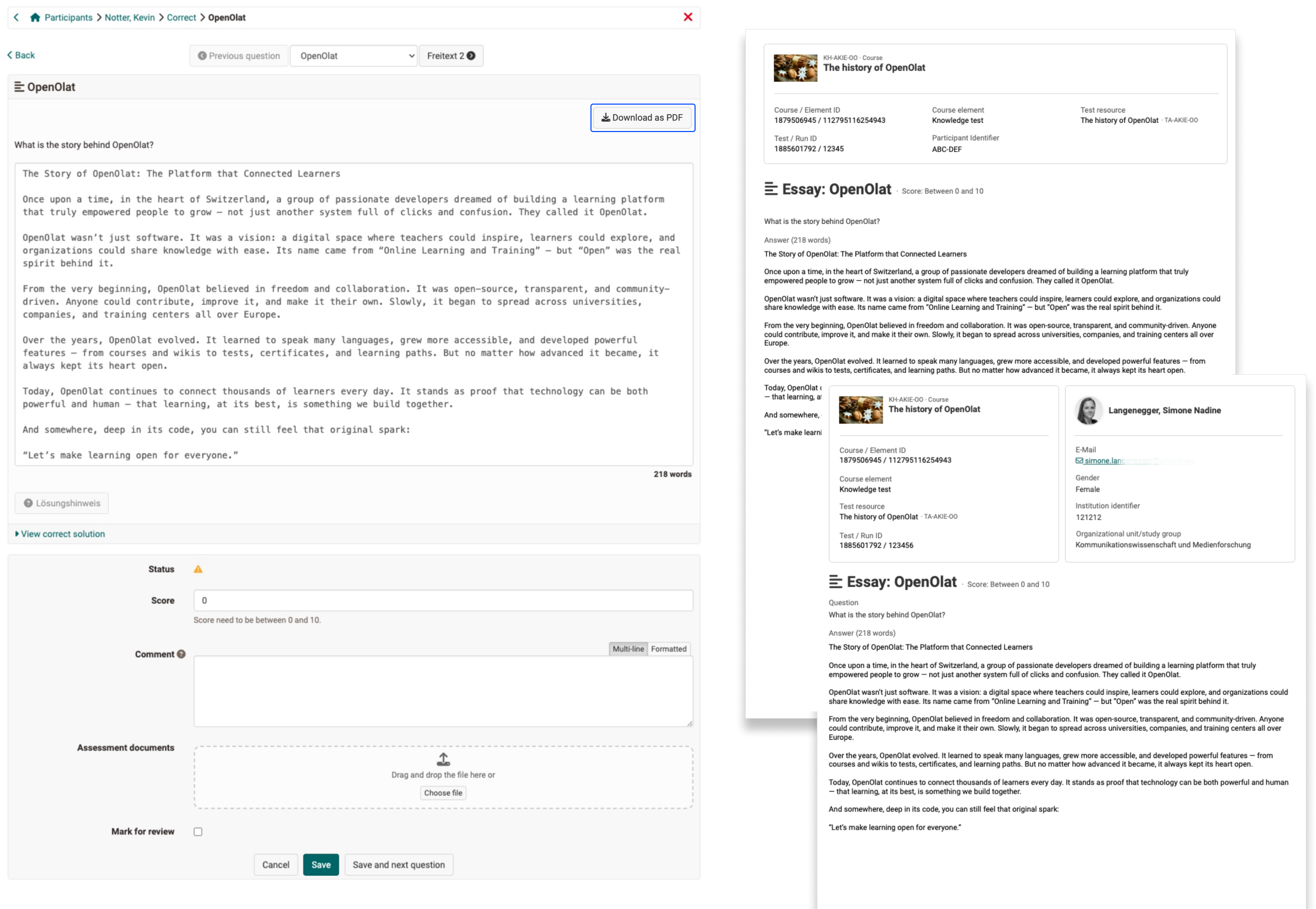 Essay-Download mit PDF-Output