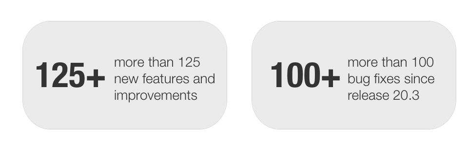 Number of features and bugs in release 21.0