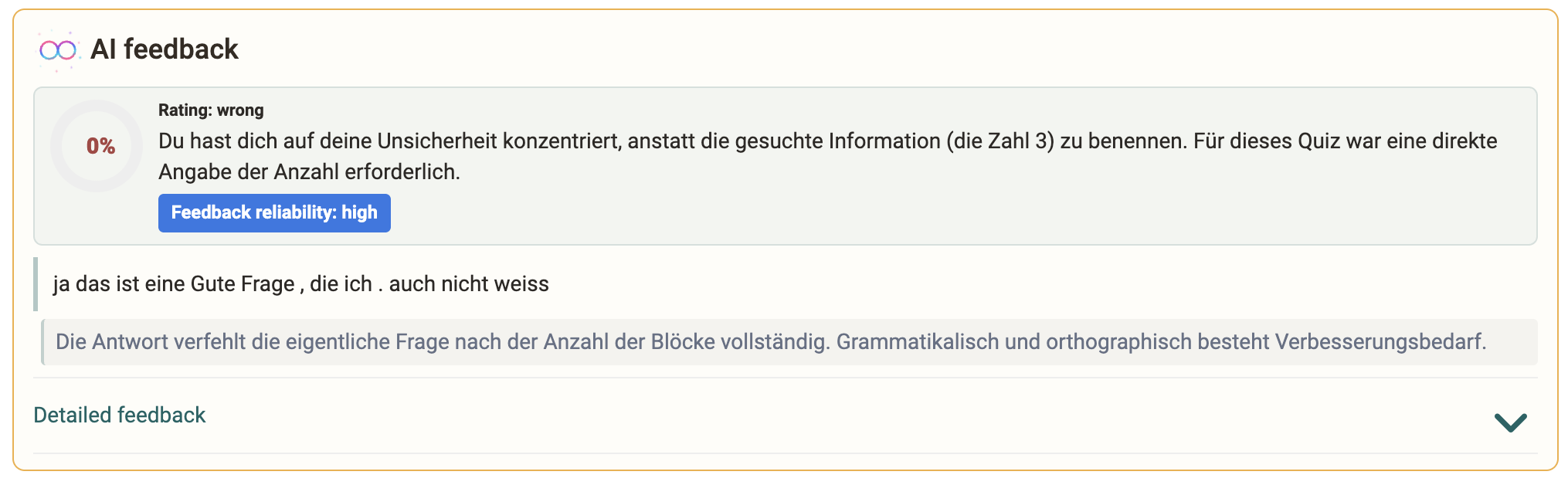 AI feedback for learners on quiz questions AI feedback for learners on quiz questions