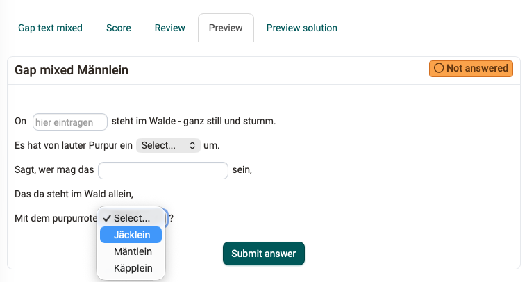 «Gap mixed» question type «Gap mixed» question type